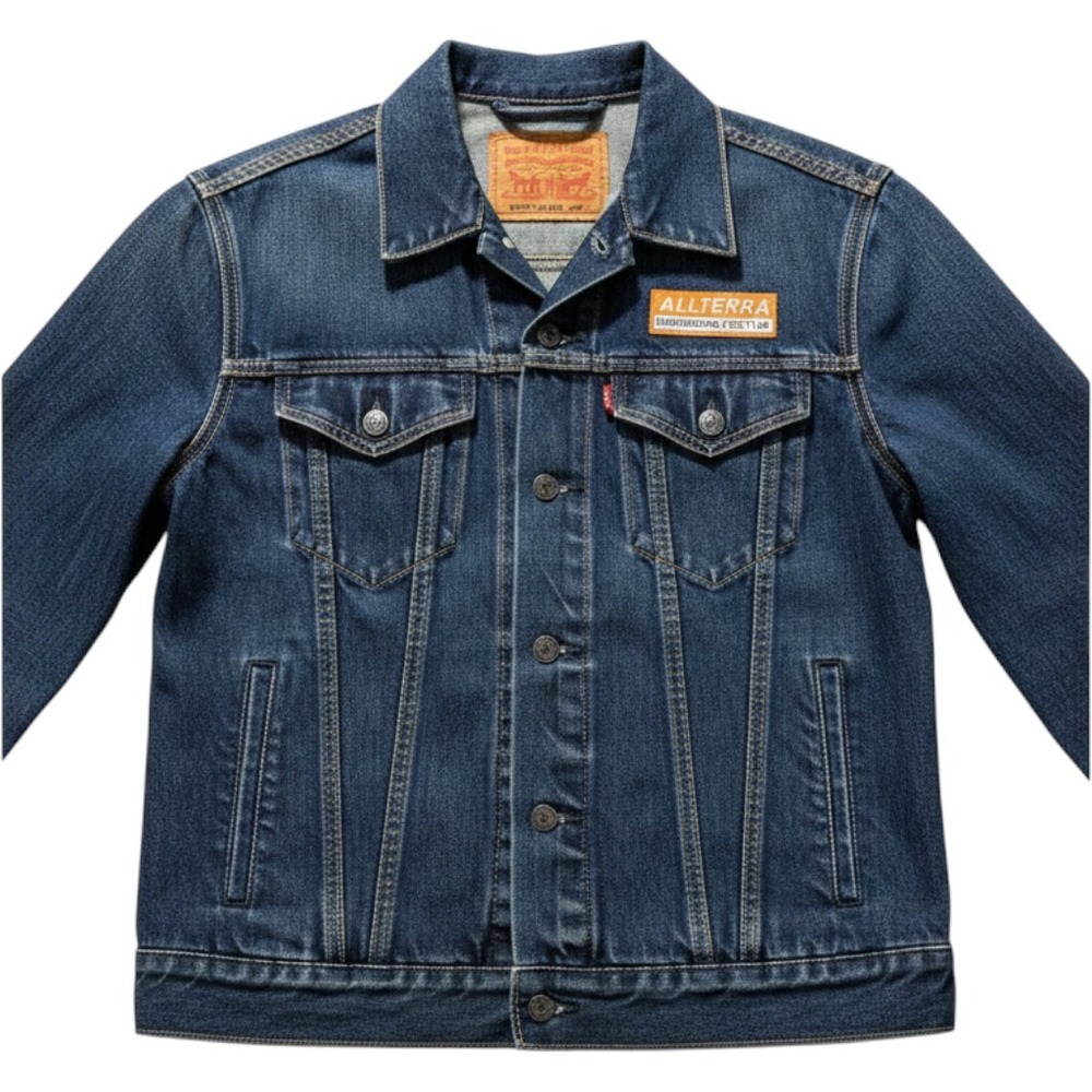 Levis 72334 Mens Denim Trucker Jacket Medium Blue Patch Workwear M